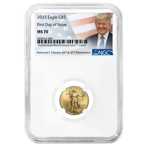 2025 $5 American Gold Eagle 1/10 oz NGC MS70 FDI Trump Label