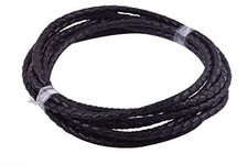 2 Yards Genuine Leather Braided Bolo Leather Cord 4.0mm Black