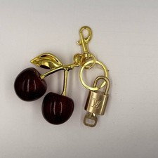 Authentic Louis Vuitton padlock w key  unbranded Cherry Bag Charm Keychain Gold