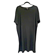 Eileen Fisher Dress Xl Black Ribbed long Comfy Casual resort stretchy