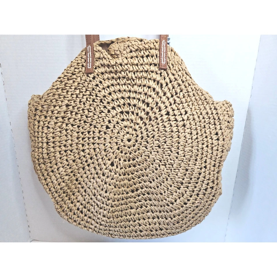 Bolso de Mano American Eagle Outfitters Paja Redondo Bolso de Playa Borla Azul Foto 4 de 4