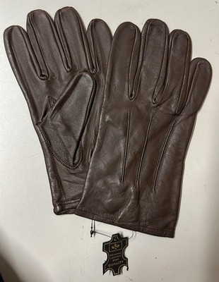 Brown Men's Genuine Leather Dress Gloves With Snap Some Cosmetic Defects |  eBay