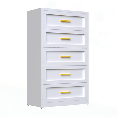 Metal Dresser for Bedroom White 5 Drawer Closet Dresser Storage
