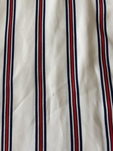 Express Women's Portofino Striped Blouse White Blue Red Roll Tab Sleeve Size M - Picture 7 of 11
