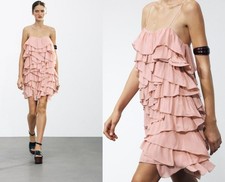  109 ZARA ZW COLLECTION LIGHT PINK RUFFLED MINI DRESS ZW COLLECTION-