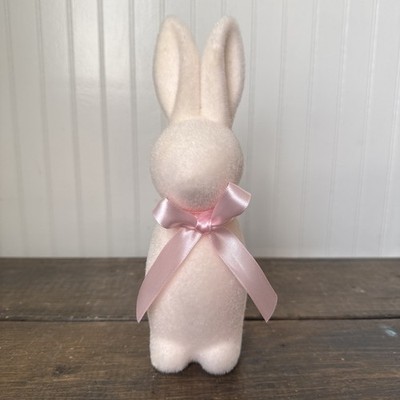 Way to Celebrate  9  Pink Flocked Baby Bunny Easter Decor, Used Condition