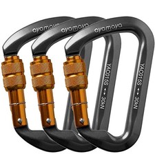 Ayamaya Climbing Carabiners 3 Pack Screwgate Locking Carabiner 30KN 6744 lbs...