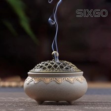 Zen Vintage Ceramic Incense Burner Three-legged Temple Worship Indoor Incense