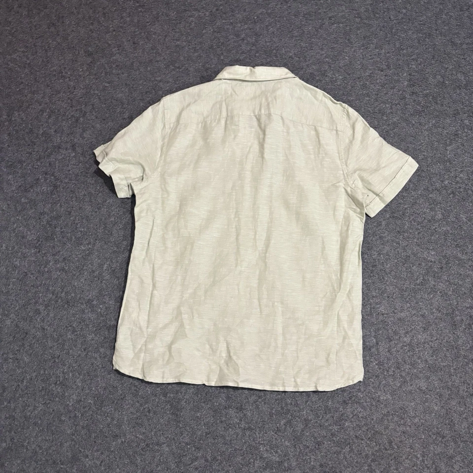 Perry Ellis Button Shirt Mens Medium Linen Blend Short Sleeve Green - Image 2 of 4