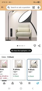 mukuxin 76in LED Floor Lamp 18W 1800LM Remote/Touch Dimmable Timer Black