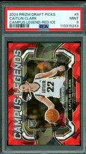 Caitlin Clark Rookie Card 2024 Prizm Draft Picks Campus Legend Red Ice #5 PSA 9