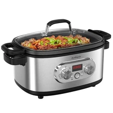 10-in-1 Programmable Slow Cooker with Timer, 6.8 Quart Crock Pot, Presets to ...