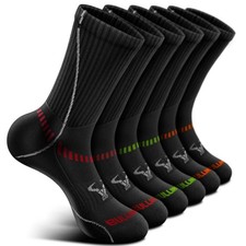 BULLIANT Men Athletic Socks, Compression Sports Crew 9-10, 6pairs-black3718