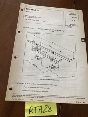 Renault Technical Note R18 Usage Template Front Edition 1984