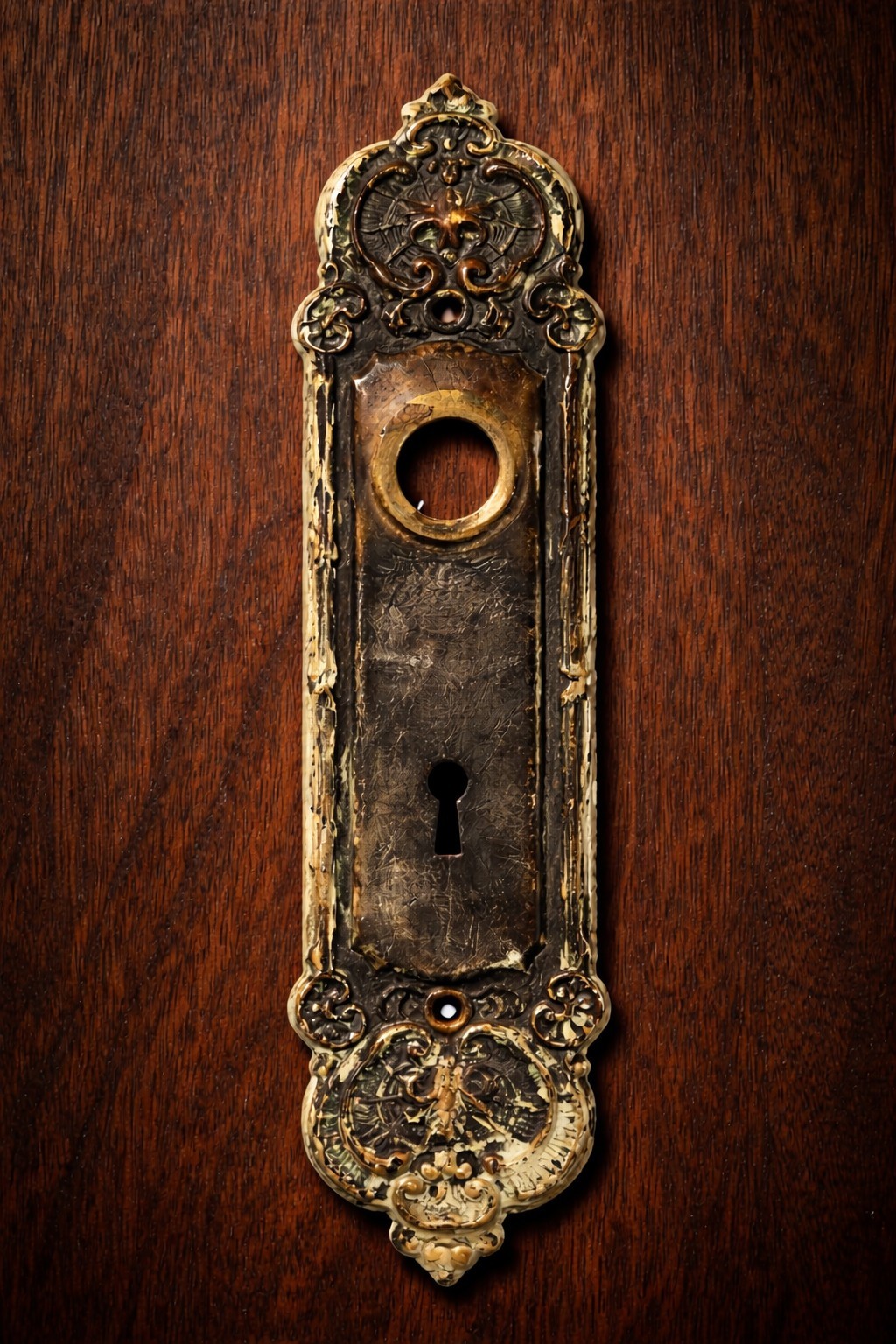 Antique Ornate Brass Door Backplate Escutcheon Victorian Reclaimed Hardware