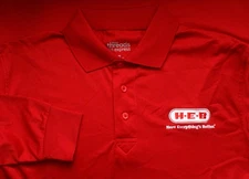 HEB Grocery Store Employee Uniform polo work shirt, Long Sleeve, Men's Medium