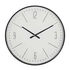 DecMode 20" Black Glass Wall Clock with White Face