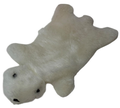 Vintage Dollhouse 6'' Miniature Animal Skin Polar Bear Fur Rug White Country Faux
