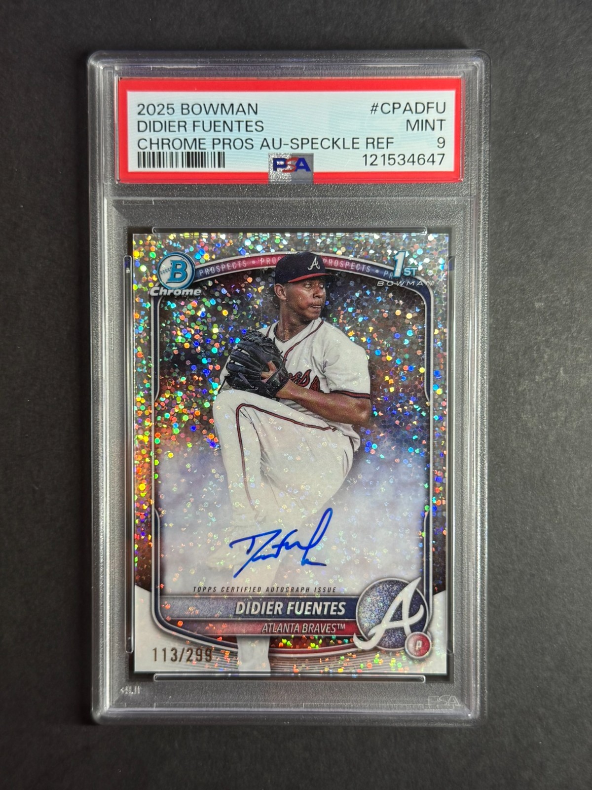 2025 Bowman Chrome 1st Didier Fuentes Speckle Refractor Auto /299 -CPA-DFU-PSA 9