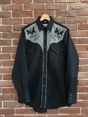 Vintage 80s Miller Cowboy Western Button Up Shirt Hype Rare M black
