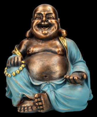 Happy Buddha Figur - Mint grün - Esoterik Feng Shui Deko Statue Geschenk