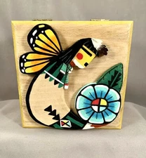 Hopi Jewelry Box with Butterfly Kachina on top by John David, Sr.