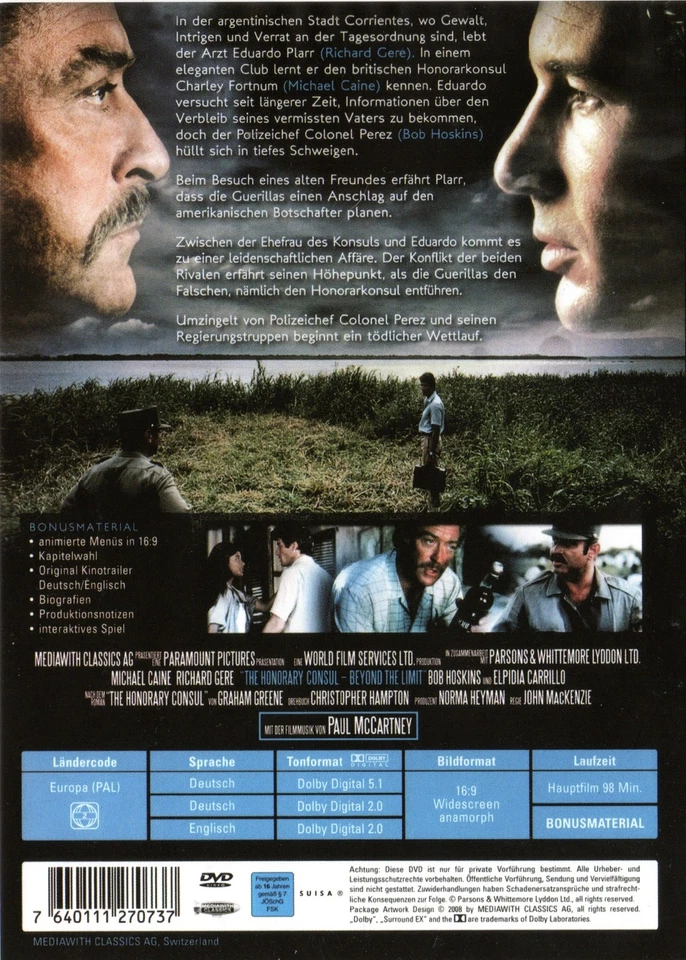 The Honorary Consul , Beyond the LImit , 100% uncut , DVD Region2 , New & Sealed - Image 2 of 2