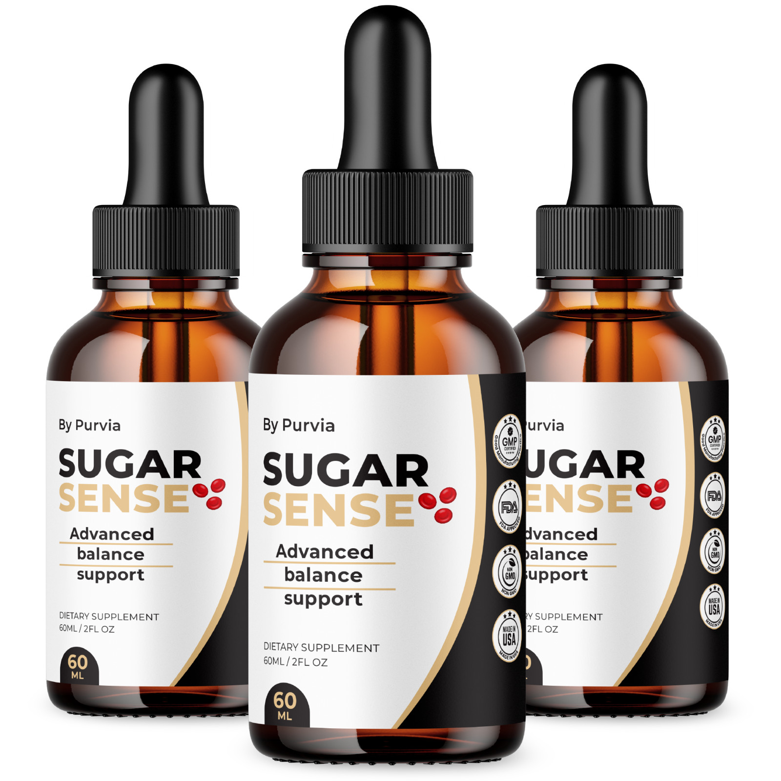 Sugar Sense Drops Maximum Overall Wellness Health Support Made in USA (3 Pack)