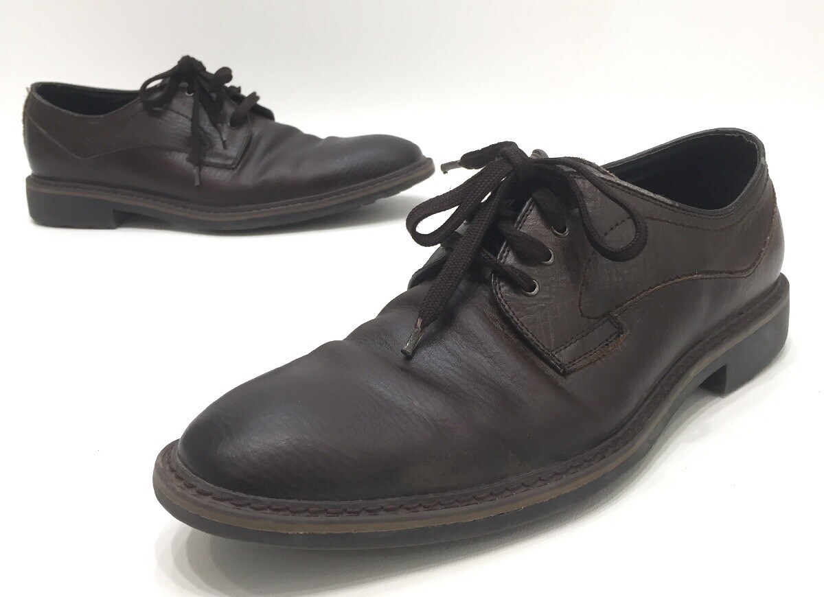 Robert Wayne Mens Aries Brown Leather Plain Toe Oxford Dress 