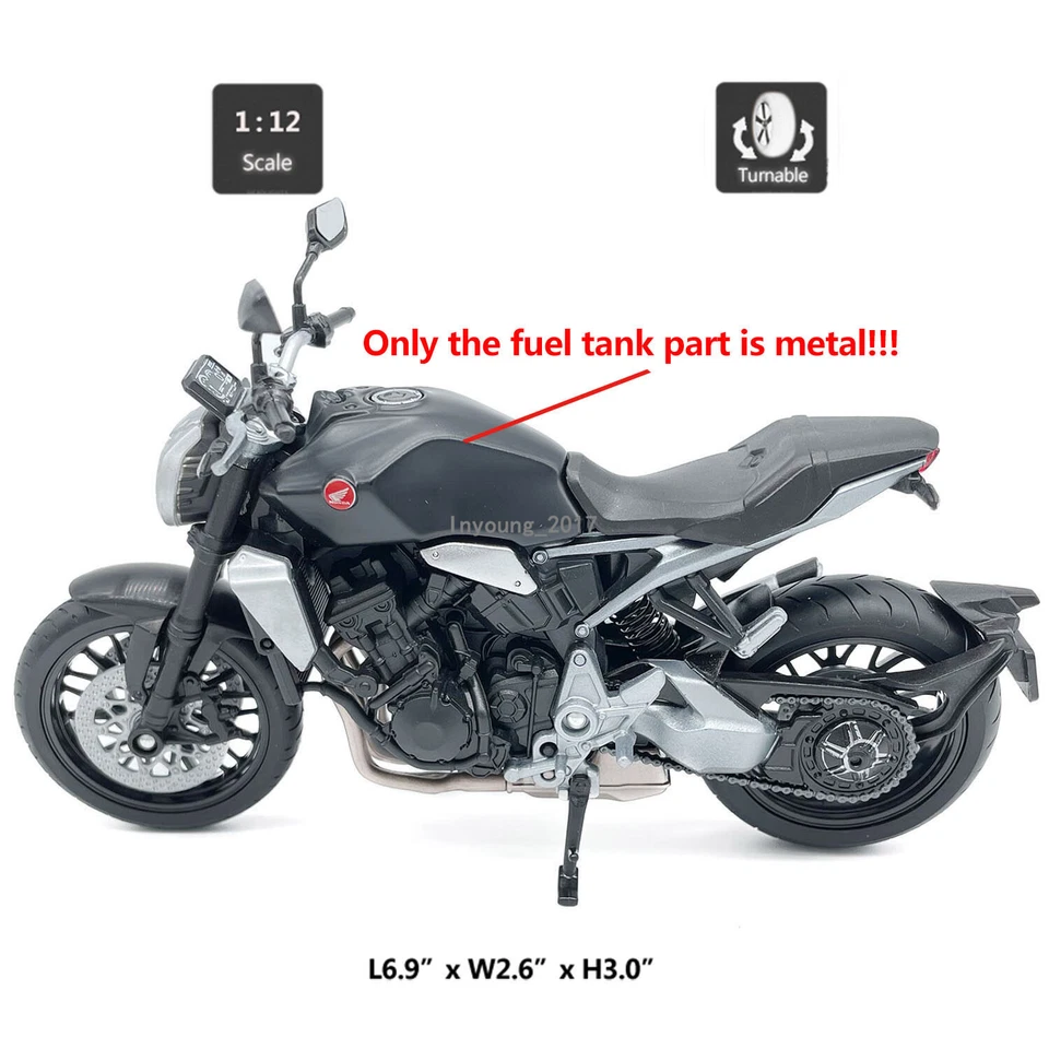1/12 2021 Honda CB1000R Modelo de motocicleta Diecast Juguetes para niños Niños Regalos Negro Foto 2 de 4