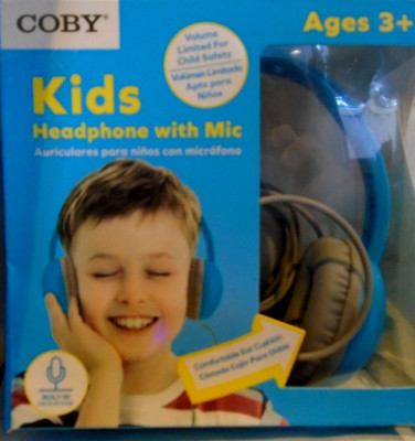 Coby Kids Headphones Lightweight Earphones with Microphone blue