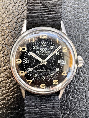 Vintage Glycine Combat 34mm Automatic Military Watch
