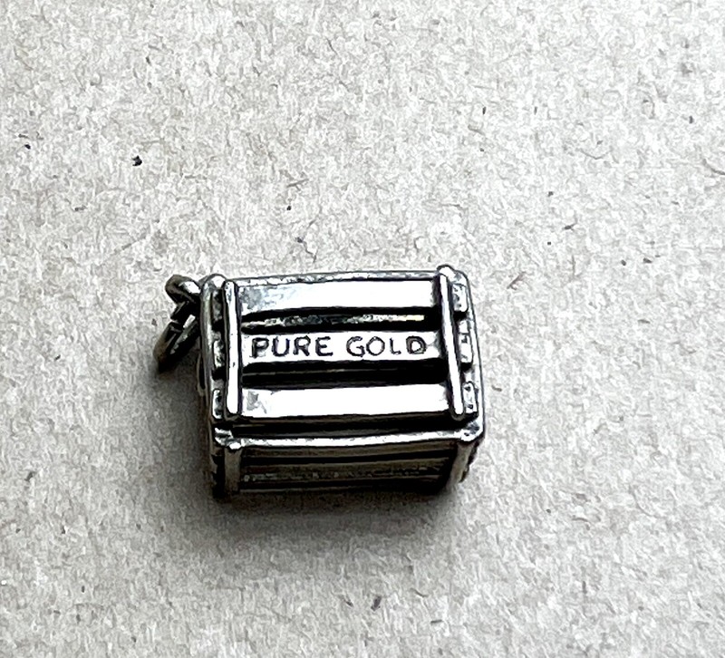 Vintage Sterling Silver Pure Gold Orange Crate Charm From Redlands Citrus Office