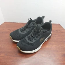Skechers Womens Memory Foam SN 12564 Blk Gold Lace Up Running Shoes Size 7.5