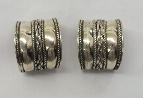 Vintage Sterling Silver Earrings Braided Rope Des… - image 1