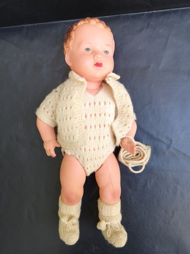 Poupée Baigneur Ancienne "Tête D'aigle Petit Colin" - Yeux Dormeur Avec Cils - Parfait état Vintage