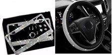 Bling Set 2 Crystal License Plate Frames Steering Wheel Caps Made With Swarovski Bling Set 2 Crystal License Plate Frames Steering Wheel Caps Made With Swarovski