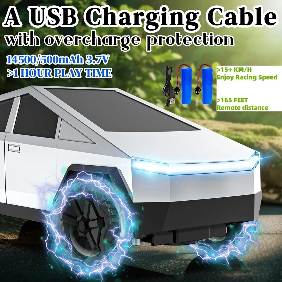 Rechargeable 1:24 Tesla Cyber Truck Remote Control Car Toy Gift For Kids Gifts - Image 2 of 4