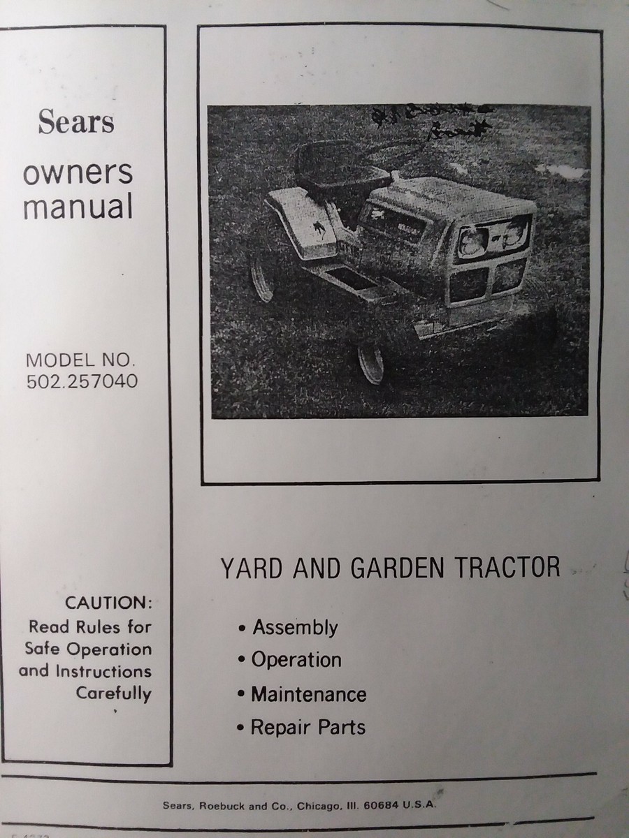 Sears GT 16 Lawn Garden Tractor Mower Owner Parts (2 Manual s