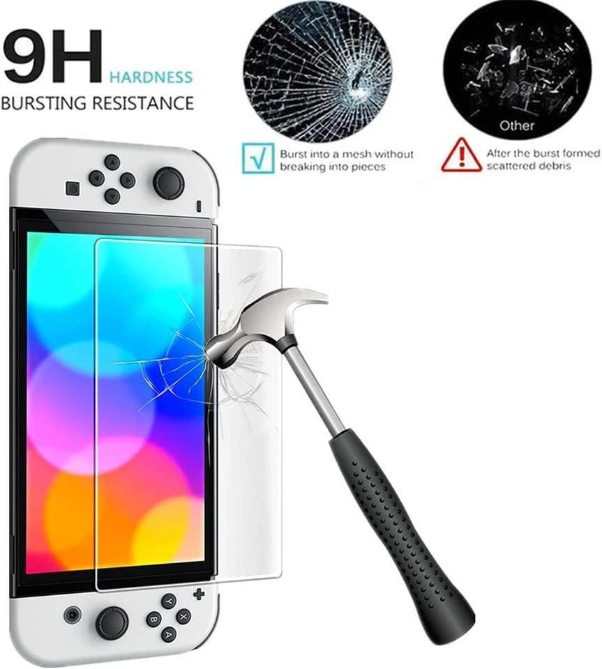 2-Pack New Nintendo Switch OLED 9H Hardness HD Tempered Glass Screen Protector - Image 2 of 4