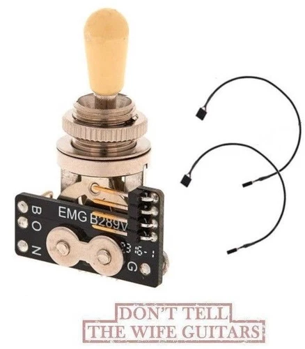 EMG 3 POS CHROME GIBSON STYLE TOGGLE 3 WAY SWITCH IVORY B289 ( DISCOLORED TIP )