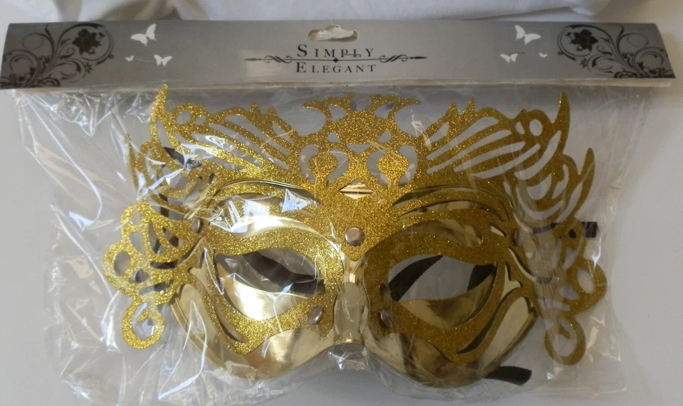 Masquerade Party Mask GOLD LASER CUT SIMPLY Elegant HALLOWEEN  NIP - Image 3 of 4