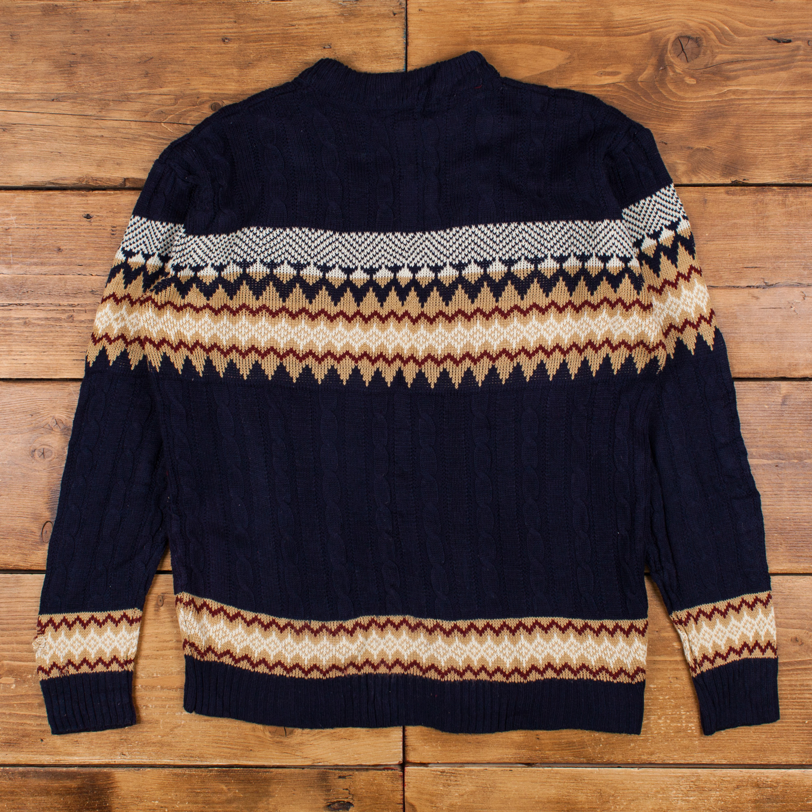 Vintage JC Penney Jumper Sweater XL 80s Icelandic Fair Isle Cable Knit