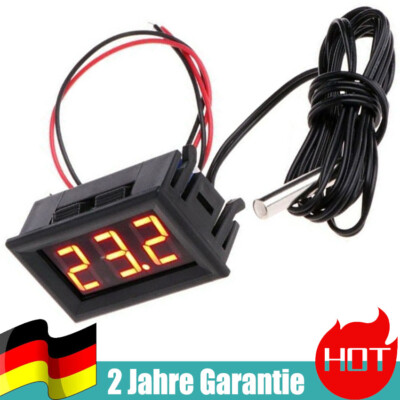 DC 5-12V Digitalthermometer Mit Sonde LED Auto Temperatur Anzeige 18 mA 20cm DE
