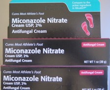 Three 3 Tubes 2 MICONAZOLE NITRATE ANTIFUNGAL CREAM - 1 OUNCE 30g EACH