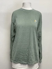 Primitive Dirty P Sunflower Embroidered Long Sleeve Green Crew Neck Tee Size L