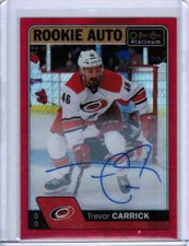16/17 O-PEE-CHEE PLATINUM TREVOR CARRICK R-TC ROOKIE AUTO RED PRISM /50 CAROLINA