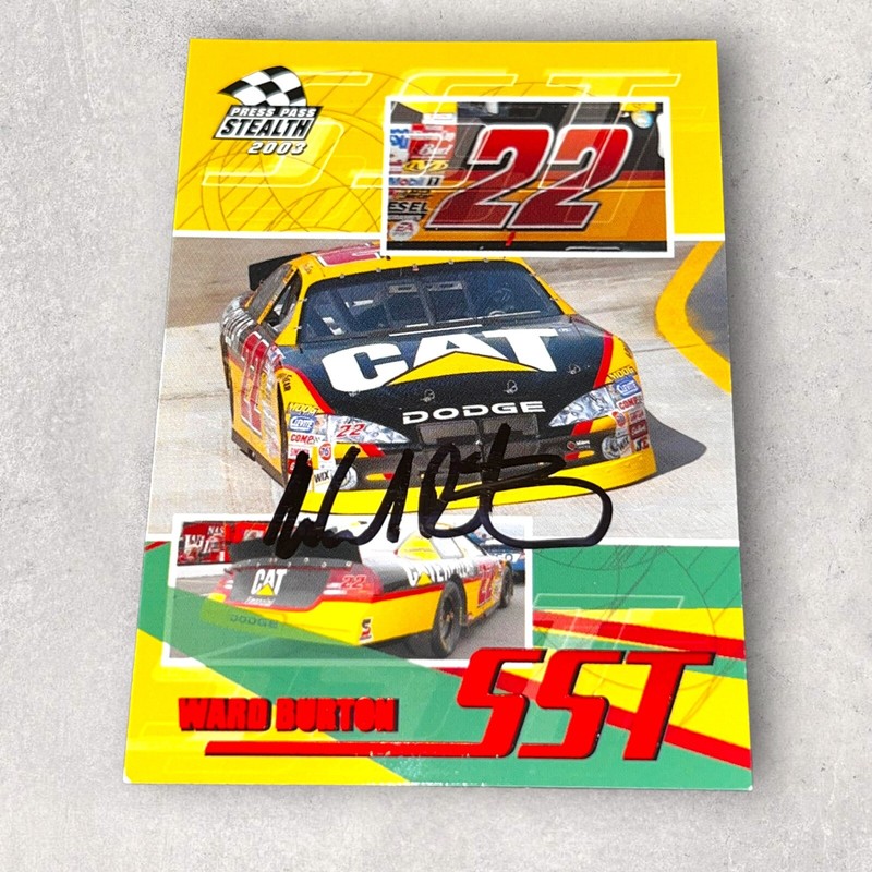 Ward Burton CAT VINTAGE NASCAR autographed card PRESS PASS STEALTH 2002 #P61