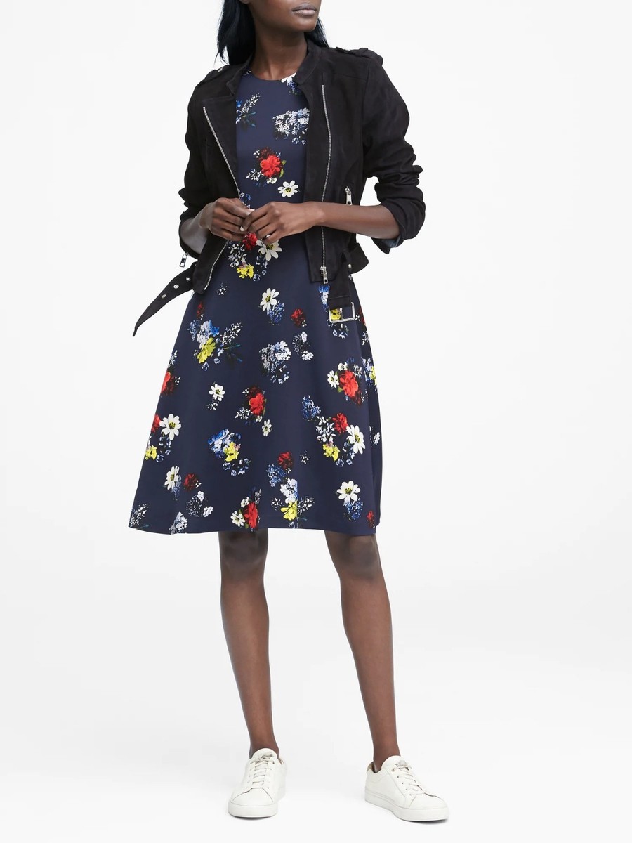 Banana Republic Patrizia Floral Racer-Neck Fit-and-Flare dress SZ 10  #363283 E10