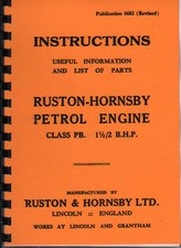Ruston-Hornsby Class PB Petrol Stationery Engine Instruction Parts Book